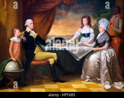 George Washington and his family by Edward Savage, oil on canvas, c.1790-96 Stock Photo