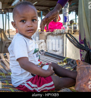 Khartoum, Sudan - Dec 19, 2015: Young Sudanese boy posing on a market. Stock Photo