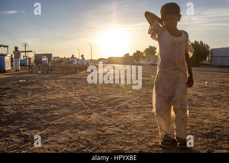 Khartoum, Sudan - Dec 19, 2015: Young Sudanese boy posing on a market. Stock Photo