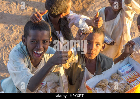 Khartoum, Sudan - Dec 19, 2015: Young Sudanese boy posing on a market. Stock Photo