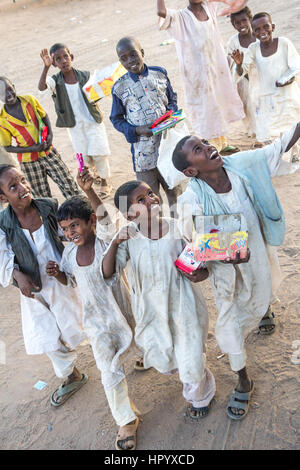 Khartoum, Sudan - Dec 19, 2015: Young Sudanese boy posing on a market. Stock Photo