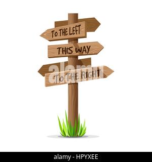 Wooden arrow vector direction signboard Stock Vector