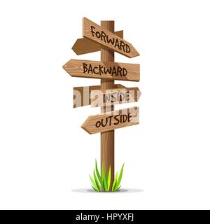 Wooden arrow vector direction signboard Stock Vector