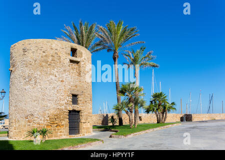 Promenade along the city walls of Alghero, Sassari, Sardinia, Italy Stock Photo