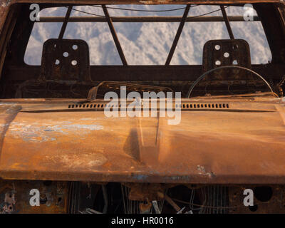 The car was completely destroyed by fire. Abandoned, burnt and rusty ...