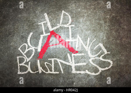 Building a business written on a chalkboard, isolated Stock Photo