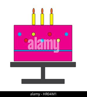 Birthday cake with candles icon vector isolated in white background. Stock Vector