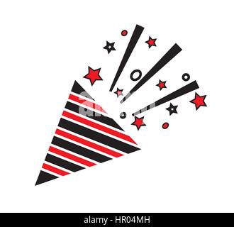 Confetti party popper icon vector isolated in white background. Stock Vector