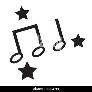 Music notes white stars icons vector isolated in white background. Stock Vector
