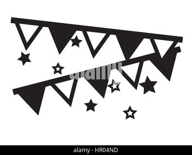 Decorative party flags hanging with stars icons vector isolated in white background. Stock Vector