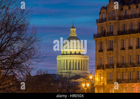 The Pantheon is a secular mausoleum containing the remains of distinguished French citizens.Located in the 5th arrondissement of Paris on the Mountain Stock Photo