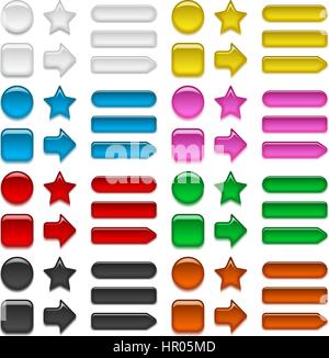 Glass buttons of various colors, set Stock Vector