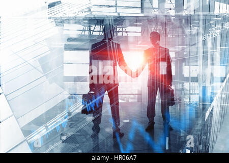 Merging with big business    . Mixed media Stock Photo