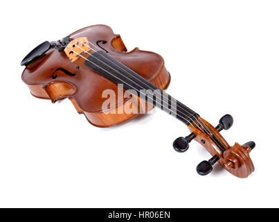 Viola isolated on white background. Instrument for classical music. The old fiddle. Stock Photo