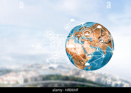 Global connections concept    . Mixed media Stock Photo