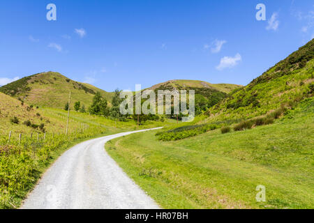 Road leading into the Cwmdale Valley on the Long Mynd Shropshire Stock Photo