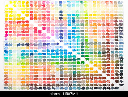 Watercolor palette with colorful colors as painting on paper Stock Photo