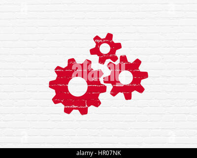 Data concept: Gears on wall background Stock Photo