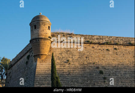 PALMA DE MALLORCA, BALEARIC ISLANDS, SPAIN - DECEMBER 11, 2016: Tower of the building hosting Es Baluard the Museum of Modern art on December 11, 2016 Stock Photo