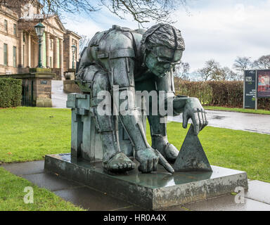 Master of the Universe sculpture in front of Scottish National Gallery of Modern Art by Eduardo Paolozzi, Edinburgh, Scotland, UK Stock Photo