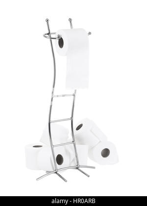 Modern toilet paper stand on pure white background Stock Photo