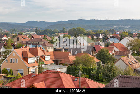 Keszthely autumn morning cityscape in Hungary. Typical hungarian building and houses, view from above. Stock Photo