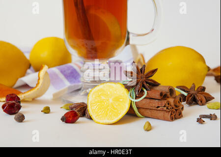 set for mulled wine on white background Stock Photo