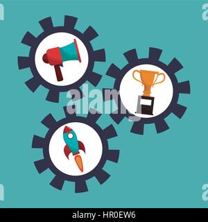 digital marketing gears cooperation Stock Vector