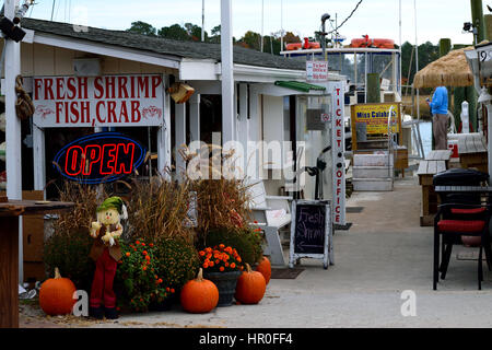 Calabash, NC  seafood shanties decorated for Thanksgiving Stock Photo