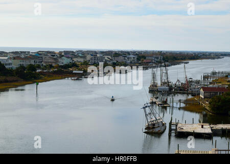 Looking down the Intracaostal Waterway from the Holden beach Bridge Stock Photo