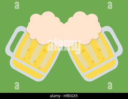 two beers toasting icon image  Stock Vector