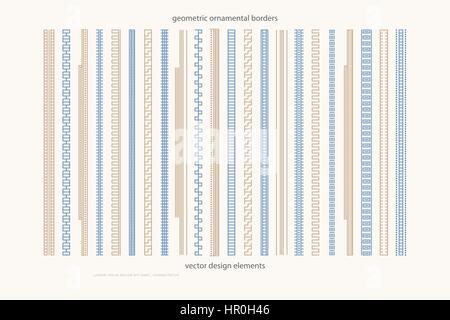 set of isolated vintage borders. vector decorative page dividers. invitation, certificate, classic menu or retro book design elements. seamless orname Stock Vector
