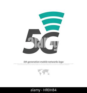 new 5th generation mobile network logotype. vector 5G icon. high speed connection wireless systems symbol. telecommunications standard of faster Inter Stock Vector