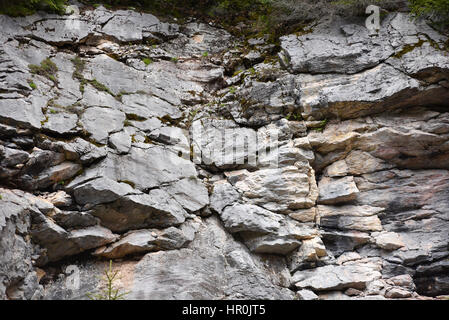 Geological fault in a limestone rock wall Stock Photo