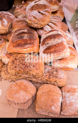 Fresh Bread on a Market Stall in Dorchester Stock Photo