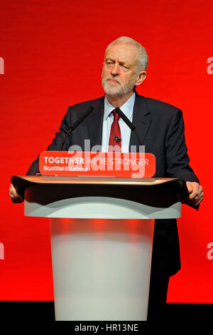 Perth, Scotland, UK. 26th February 2017. Labour leader Jeremy Corbyn addresses the Scottish Labour Party conference in Perth, Credit: Ken Jack/Alamy Live News Stock Photo