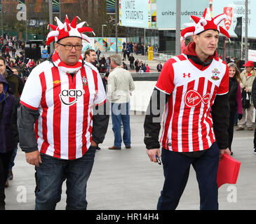 London, UK. 26th February 2017. Southampton Fans arrive for the EFL Cup Final 2017 Manchester United v Southampton at Wembley Stadium, London on February 26   Credit: KEITH MAYHEW/Alamy Live News Stock Photo