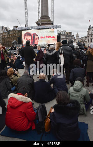 Trafalgar Square, London, UK. 26th February 2017. Trafalgar Square screening of 'The Salesman' by Iranian director Asghar Farhadi Credit: Matthew Chattle/Alamy Live News Stock Photo