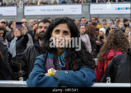 London, UK.  26 February 2017. Members of the audience are seen ahead of the special premiere free screening of the Oscar-nominated, Best Foreign Language Film, 'The Salesman', in Trafalgar Square, hosted by Mayor of London, Sadiq Khan.  The film's Iranian director, Asghar Farhadi, decided to boycott tonight's main Oscars ceremony in Hollywood, in solidarity with those affected by President Donald Trump’s travel ban on people from seven Muslim majority countries (including Iran) from entering the USA.   Credit: Stephen Chung / Alamy Live News Stock Photo