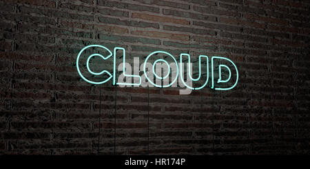 CLOUD -Realistic Neon Sign on Brick Wall background - 3D rendered royalty free stock image. Can be used for online banner ads and direct mailers. Stock Photo