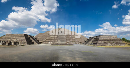 Dead Avenue and Moon Pyramid at Teotihuacan Ruins - Mexico City, Mexico Stock Photo