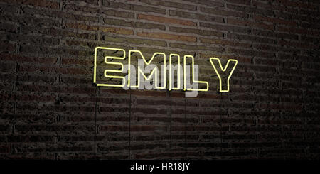 Emily neon sign - Glowing Neon Sign on brickwall wall - 3D rendered ...