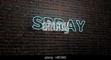 SPRAY -Realistic Neon Sign on Brick Wall background - 3D rendered royalty free stock image. Can be used for online banner ads and direct mailers. Stock Photo