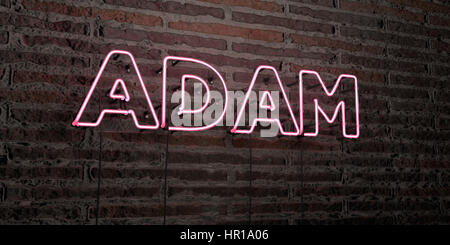 ADAM - fluorescent Neon tube Sign on brickwork - Front view - 3D ...
