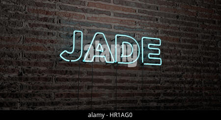 Jade neon sign - Glowing Neon Sign on brickwall wall - 3D rendered ...