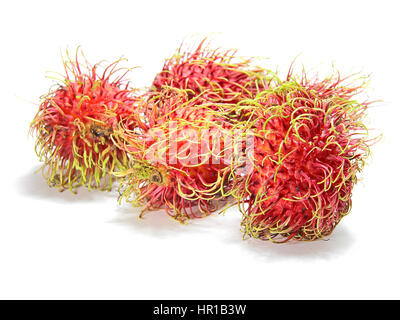 Colorful sweet fruit rambutan Isolated on white background. Stock Photo