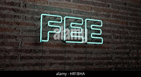 FEE -Realistic Neon Sign on Brick Wall background - 3D rendered royalty free stock image. Can be used for online banner ads and direct mailers. Stock Photo