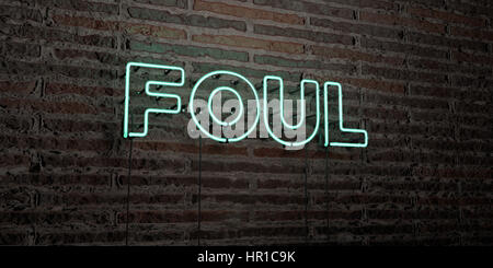 Foul neon sign - Glowing Neon Sign on brickwall wall - 3D rendered ...