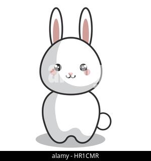 Cute doodle bunny illustration. Simple hand drawn baby animal for