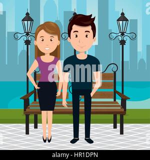 couple on the park Stock Vector